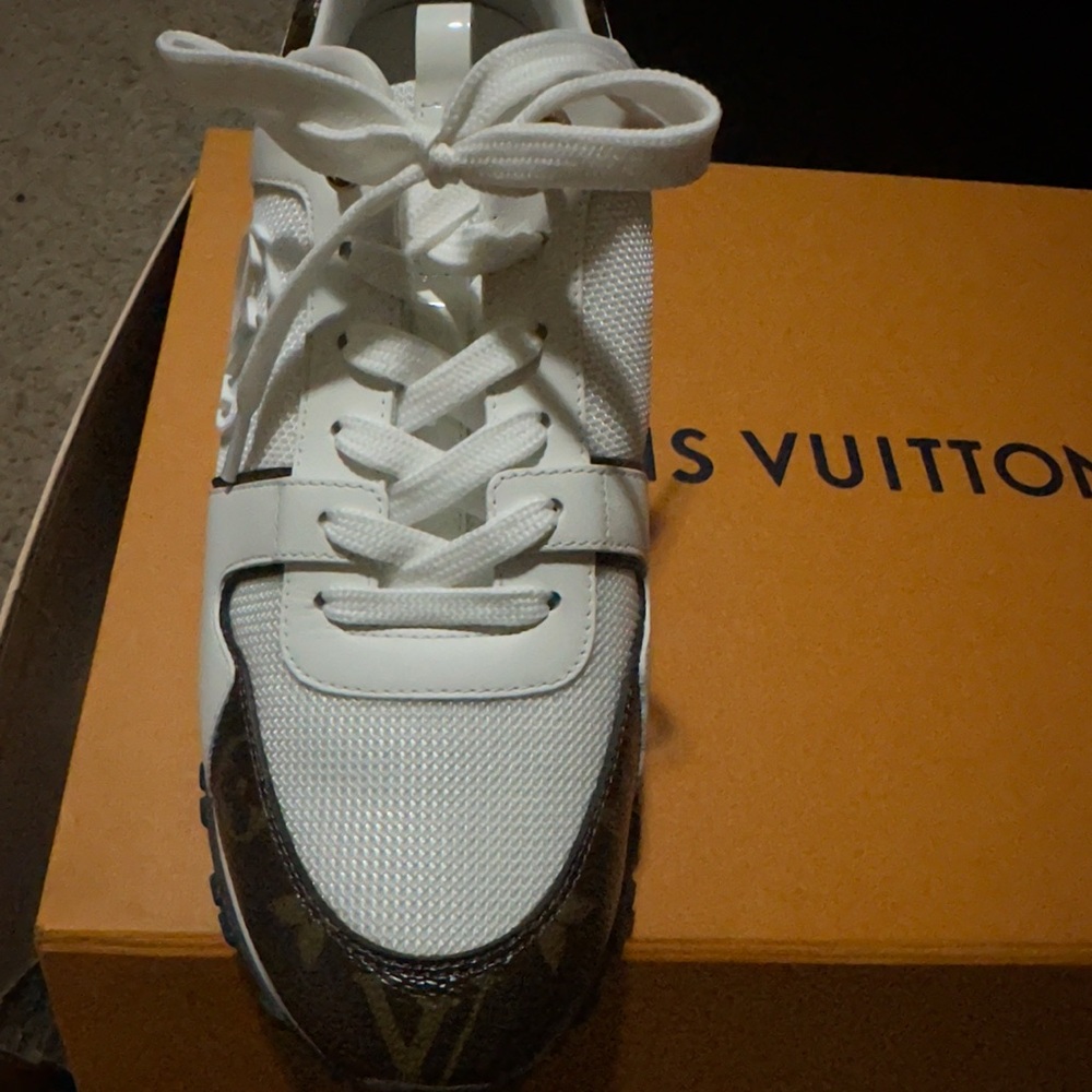 Louis Vuitton White and Black Monogram Sneakers